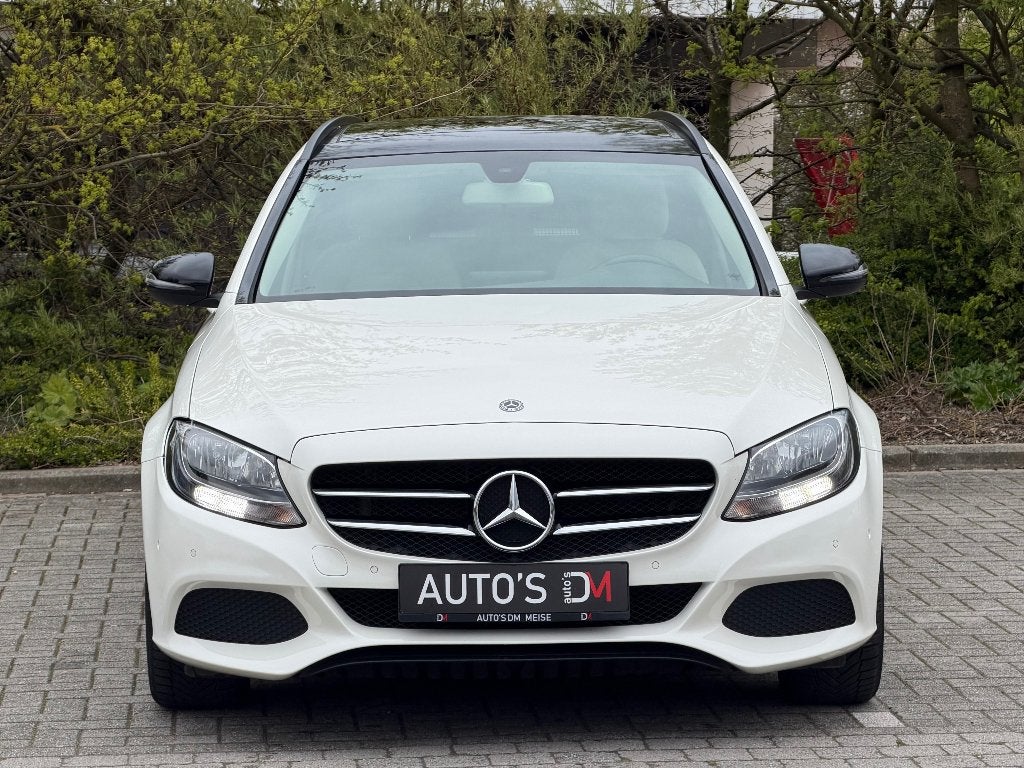 Mercedes-Benz C 180 d Half Leder,Pano. open dak,Navi,Cruise, Bluetooth, 4 cilinders, Leder en Stof, Wit