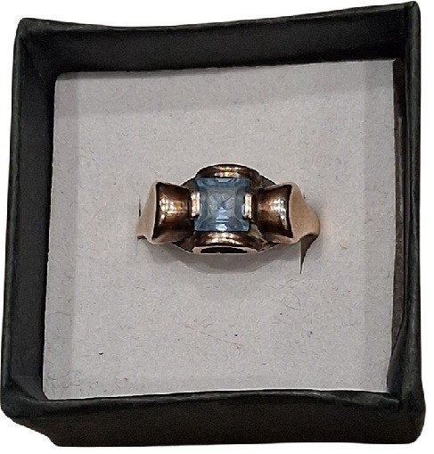 Bague pour femme en or 9 carats avec aigue-marine, B, Enlèvement ou Envoi, Or, B