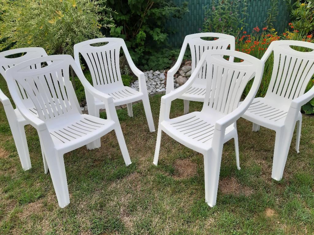 Chaises de jardin en PVC, Enlèvement, Utilisé, Synthétique, Empilable