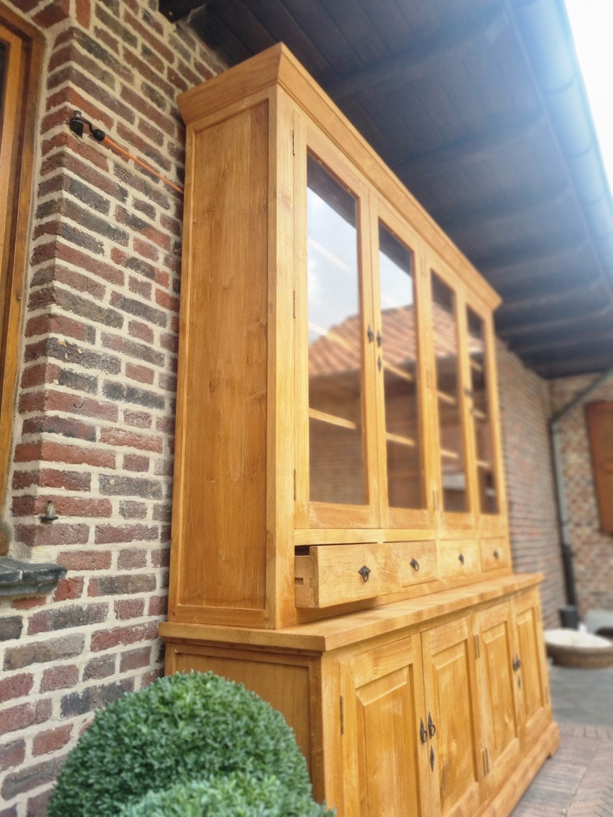 Buffet/vitrine en teck LIVRAISON GRATUITE, Teck, Avec tablette(s), 25 à 50 cm, 200 cm ou plus
