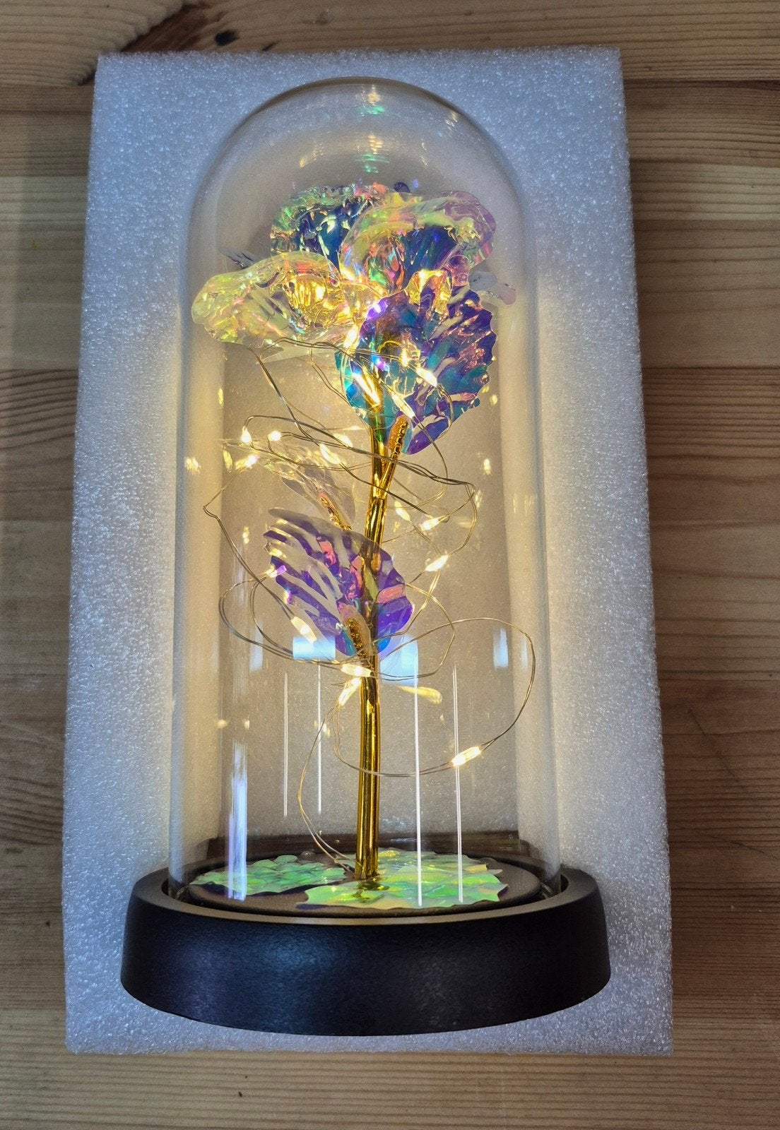 Verlichte roos, Ophalen, Zilver, Achter glas, 5 cm