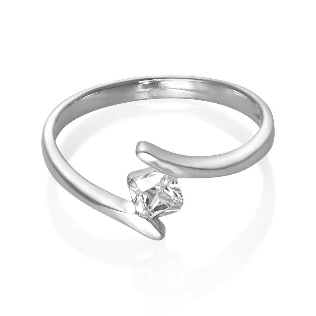 925 Zilveren ring met vierkant zirkonia - OP=OP - UITVERKOOP, Handtassen en Accessoires, Ringen, 18 tot 19, Nieuw, Ophalen of Verzenden