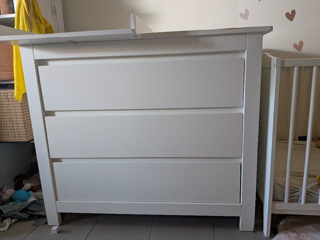 Witte babycommode IKEA - 3 lades - opzetstuk - GRATIS, Ophalen, Gebruikt, 50 tot 70 cm, 100 cm of meer