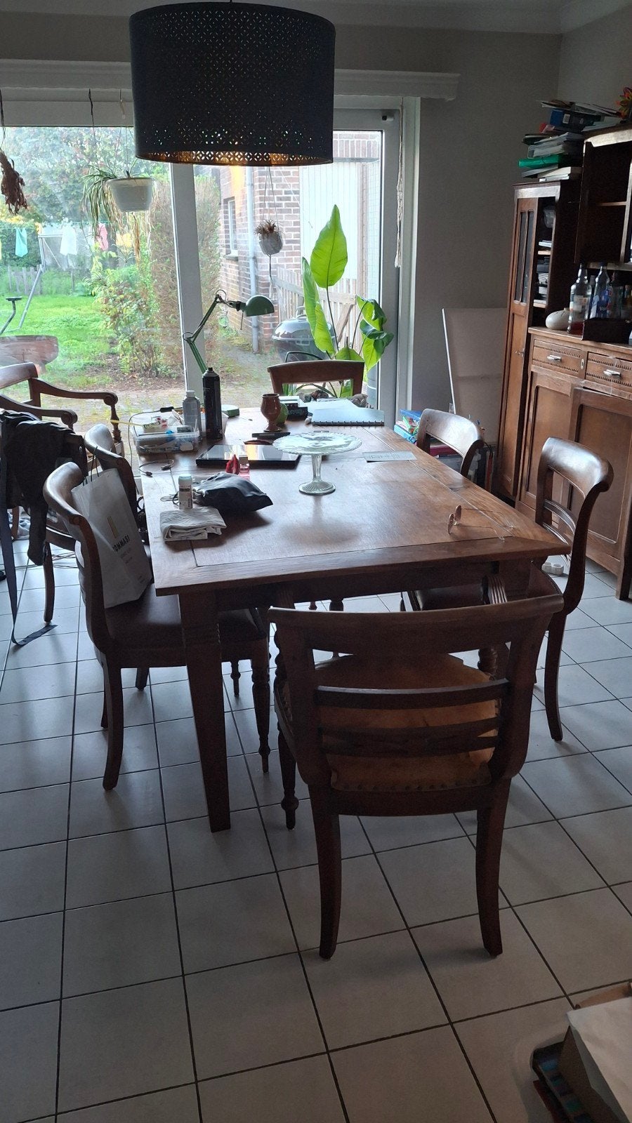 grote houten tafel, 1m breed, 2m lang, uitrekbaar, Huis en Inrichting, Ophalen, 100 tot 150 cm, 200 cm of meer, Vijf personen of meer