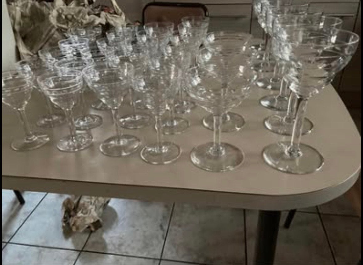 Vintage kristallen geslepen glas servies, Ophalen