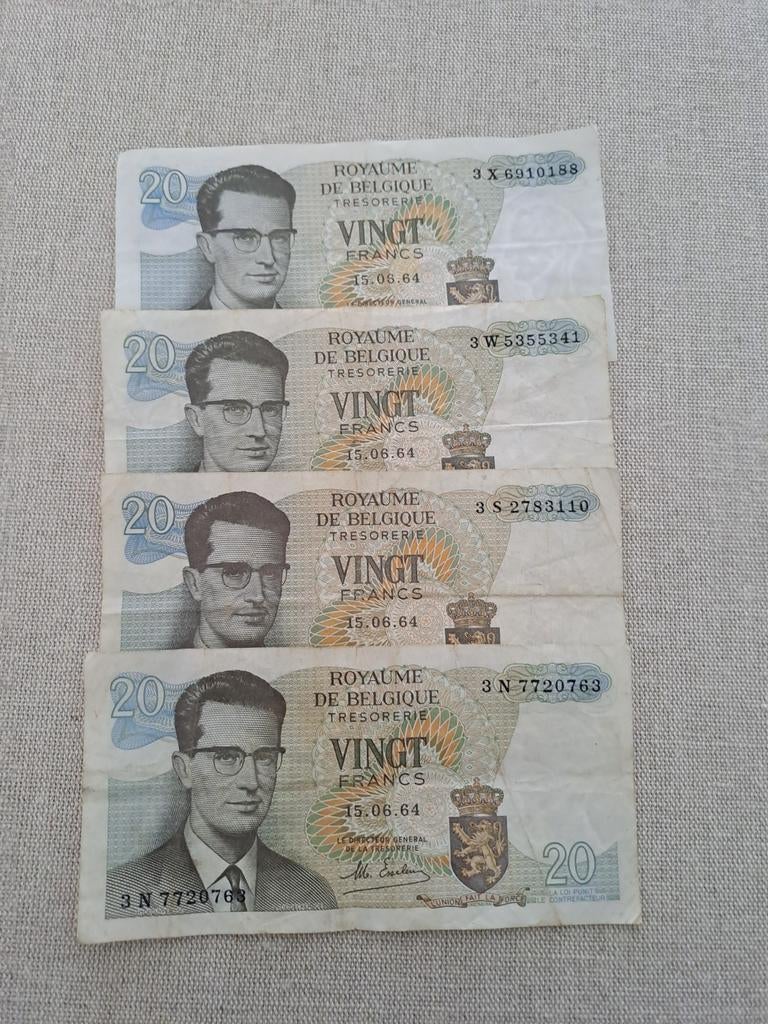4 x 20 frank 15.06.1964, Postzegels en Munten, Ophalen of Verzenden