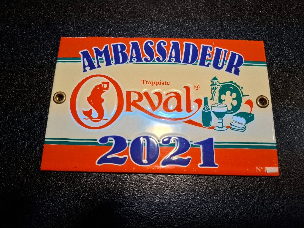 Plaque émaillée ambassadeur orval 2021, Enlèvement, Comme neuf, Panneau, Plaque ou Plaquette publicitaire