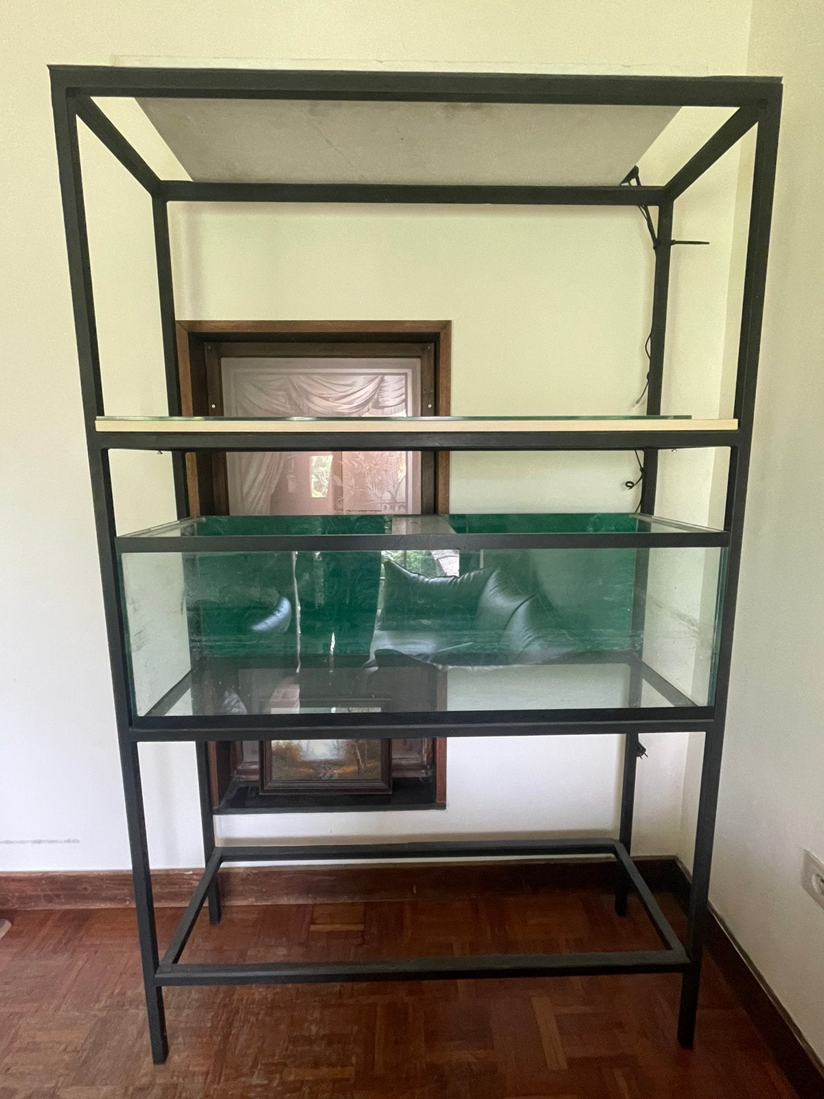 Stalen rek met grote aquarium, Ophalen, Gebruikt