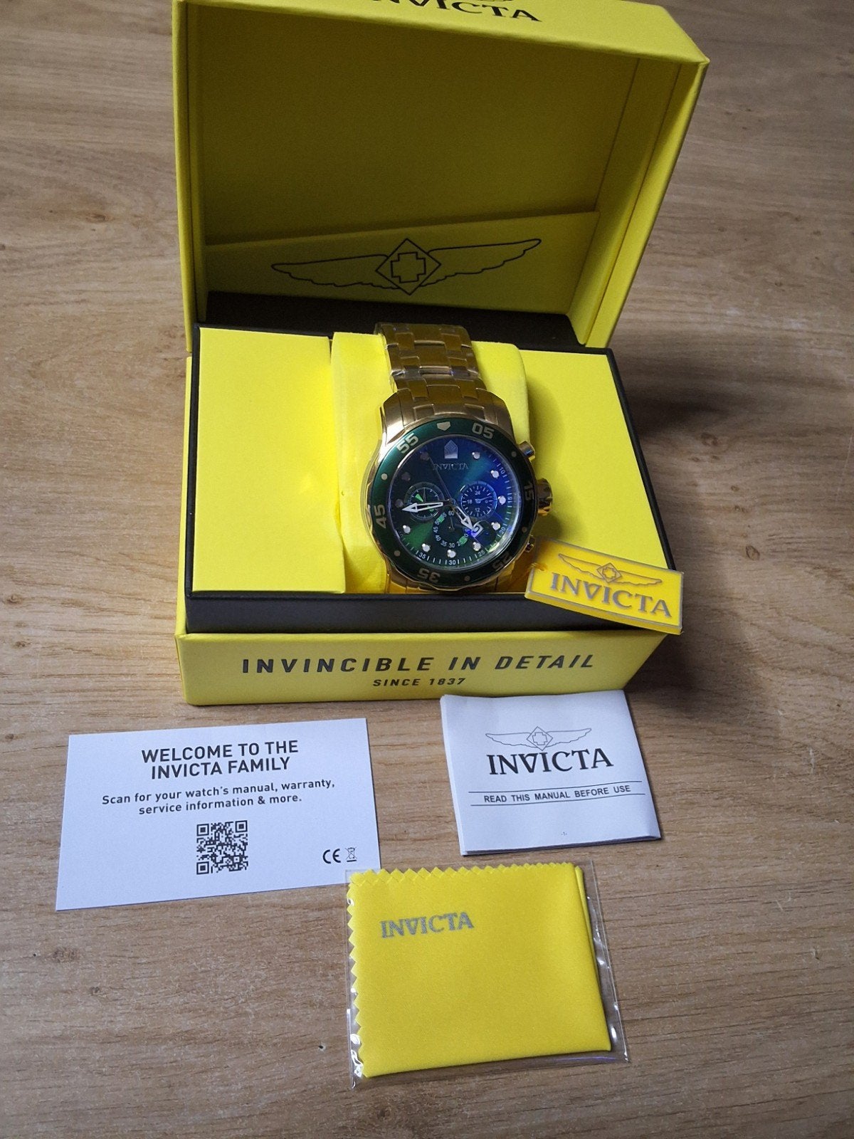 invicta pro diver scuba 0075 goud / groen, Handtassen en Accessoires, Horloges | Heren, Ophalen, Staal, Staal