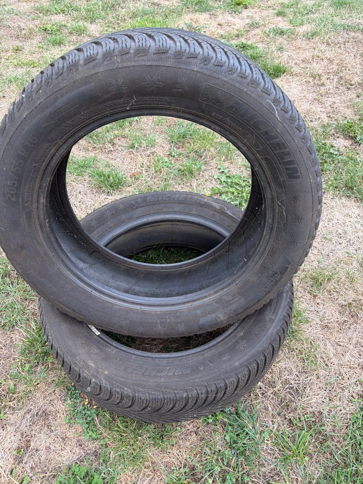 4 pneus hiver michelin alpine 205/55/16, Enlèvement, Comme neuf