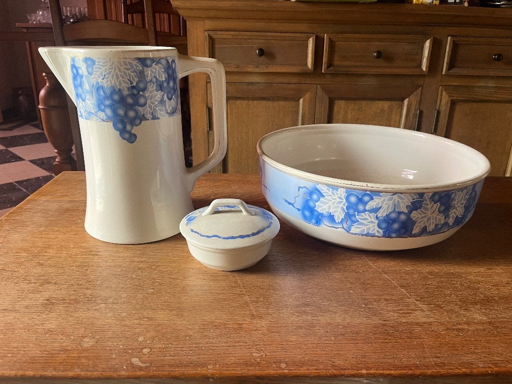 3-delig toiletgarnituur (als decoratie), Huis en Inrichting, Ophalen, Blauw, Overige merken, Overige typen