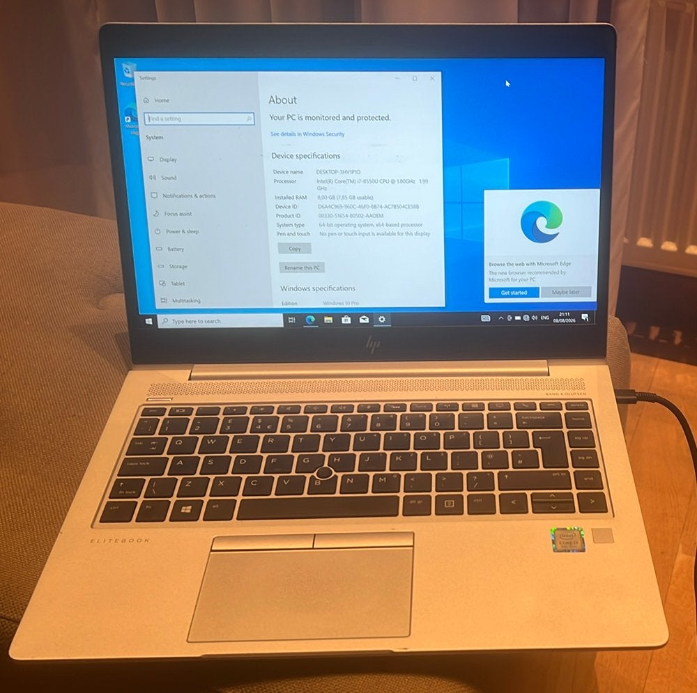 HP Elitebook Laptop Intel i7-8550U CPU@1.80GHz 1.99 GHz 8Gb, Computers en Software, Windows Laptops, Ophalen of Verzenden, Zo goed als nieuw