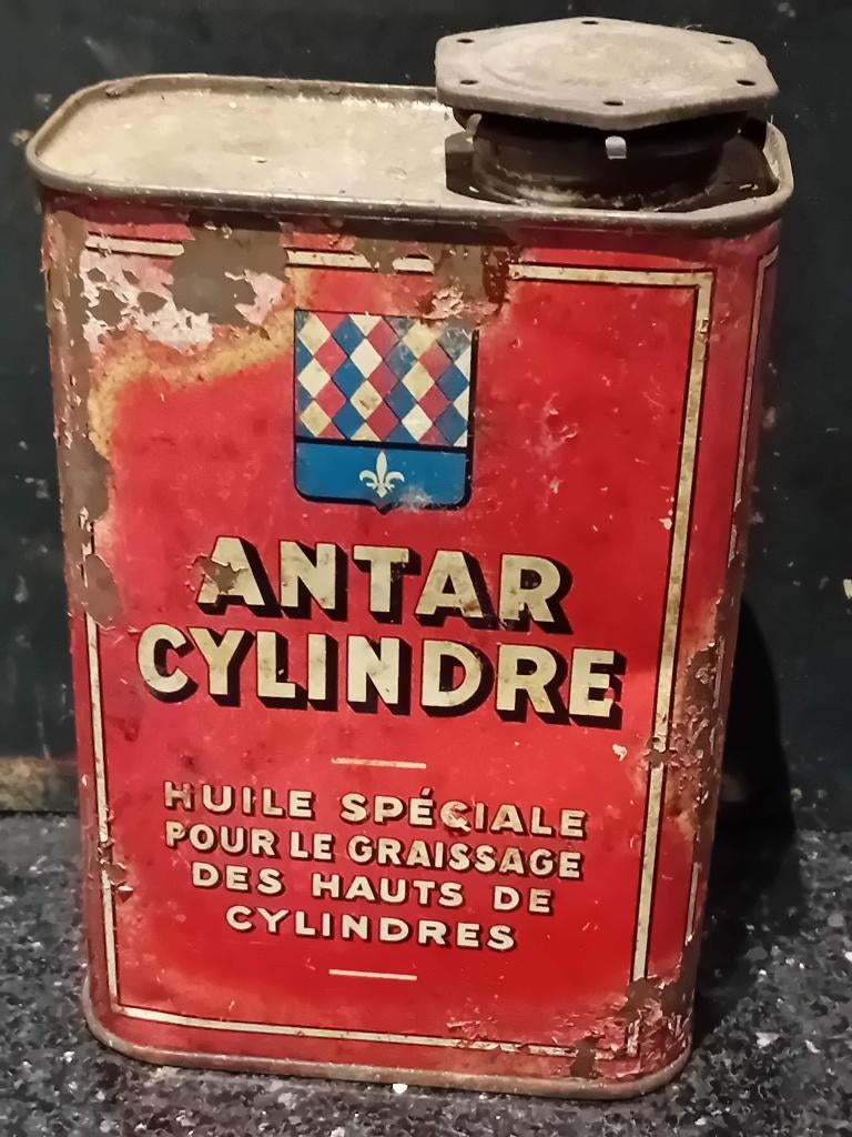 Vintage olieblik ANTAR Cylindre, Ophalen of Verzenden, Gebruikt