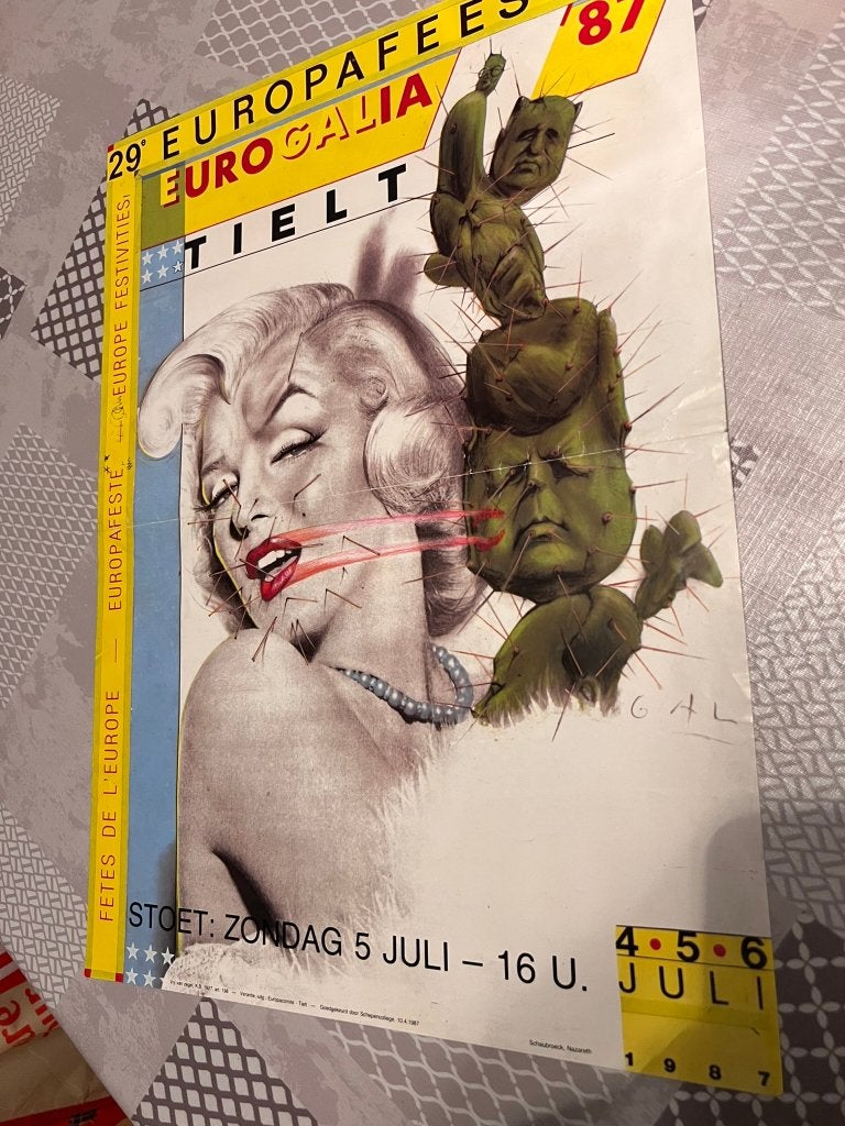 Vintage Poster 29e Europafeesten Eurogalia 87, Deurposter of groter, Ophalen of Verzenden, Reclame, Rechthoekig Staand
