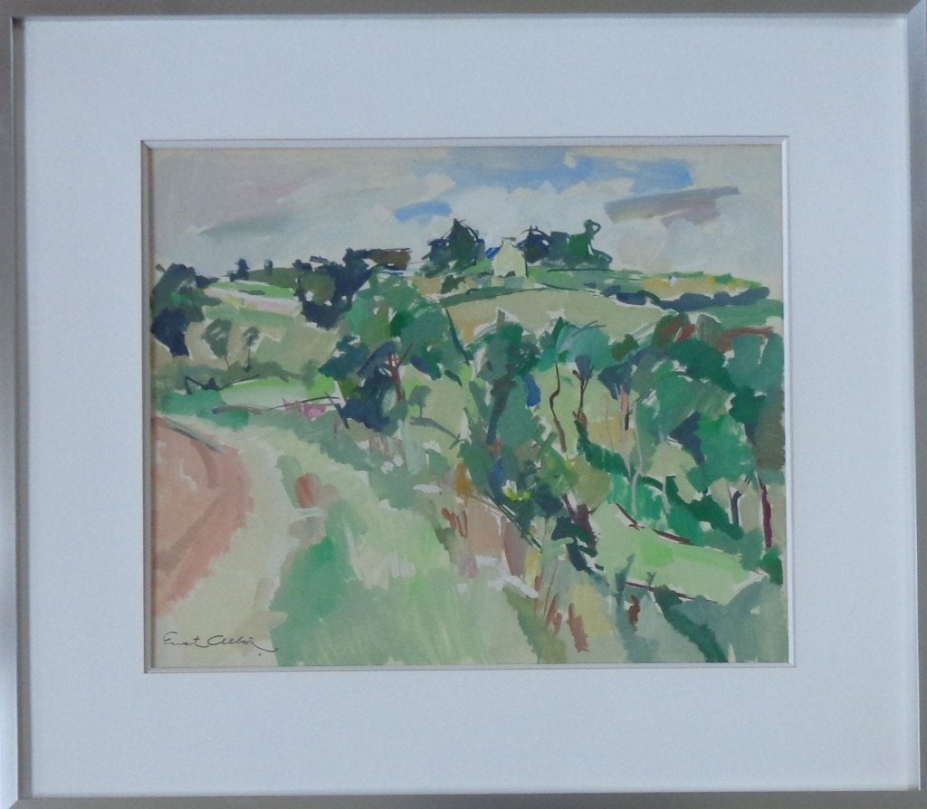 ERNEST ALBERT / BRETAGNE / ORIGINEEL WERK / 57x65cm / KADER, Landschap, Papier/karton, Ophalen of Verzenden, Olieverf