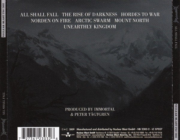 CD immortal,All shall fall.Black metal., Ophalen of Verzenden, Black metal