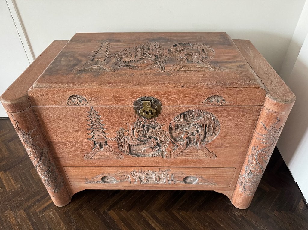 CHINESE HOUTEN KIST, Huis en Inrichting, Woonaccessoires | Kisten, Ophalen, Gebruikt, 100 tot 150 cm, 50 tot 75 cm