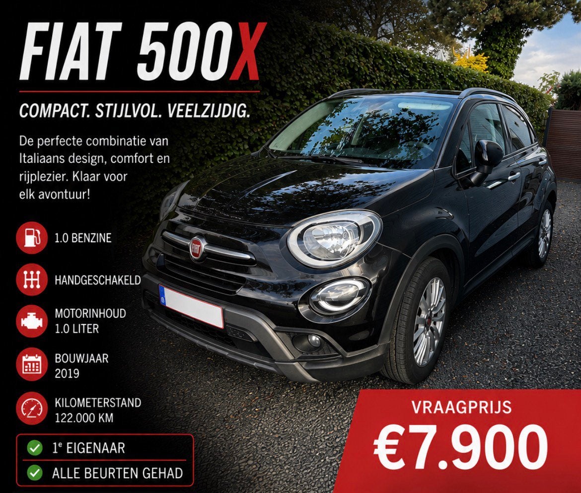Fiat 500X 2019, Autos, 600 kg, Euro 6, 500X, Noir
