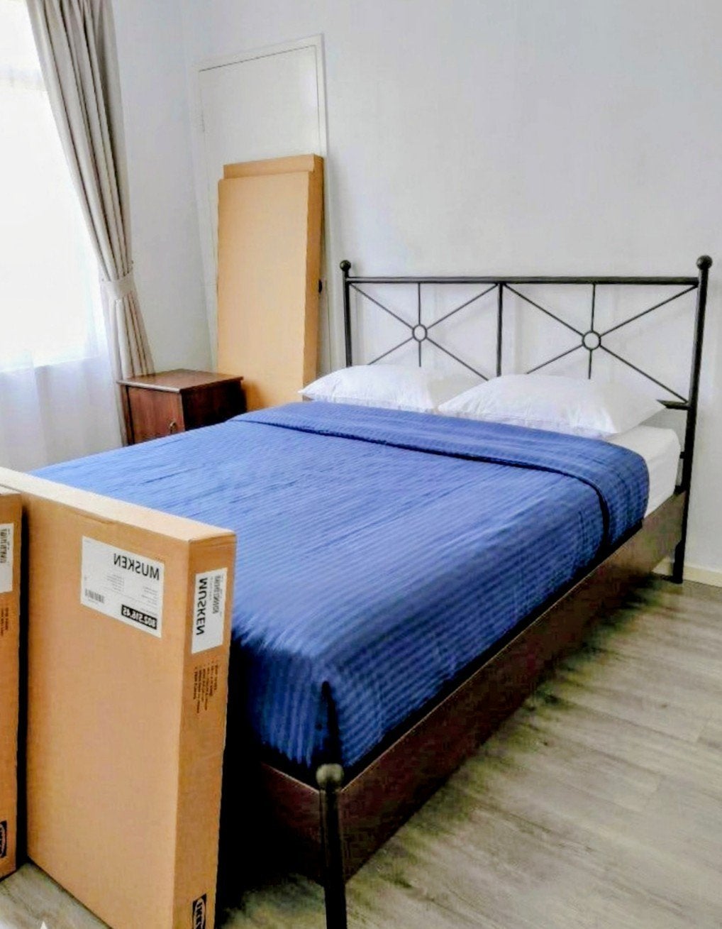 Complete IKEA Musken slaapkamerset 140x200 - ACTIE 239€, Ophalen, Nieuw, Tweepersoons, Landelijk stijlvol