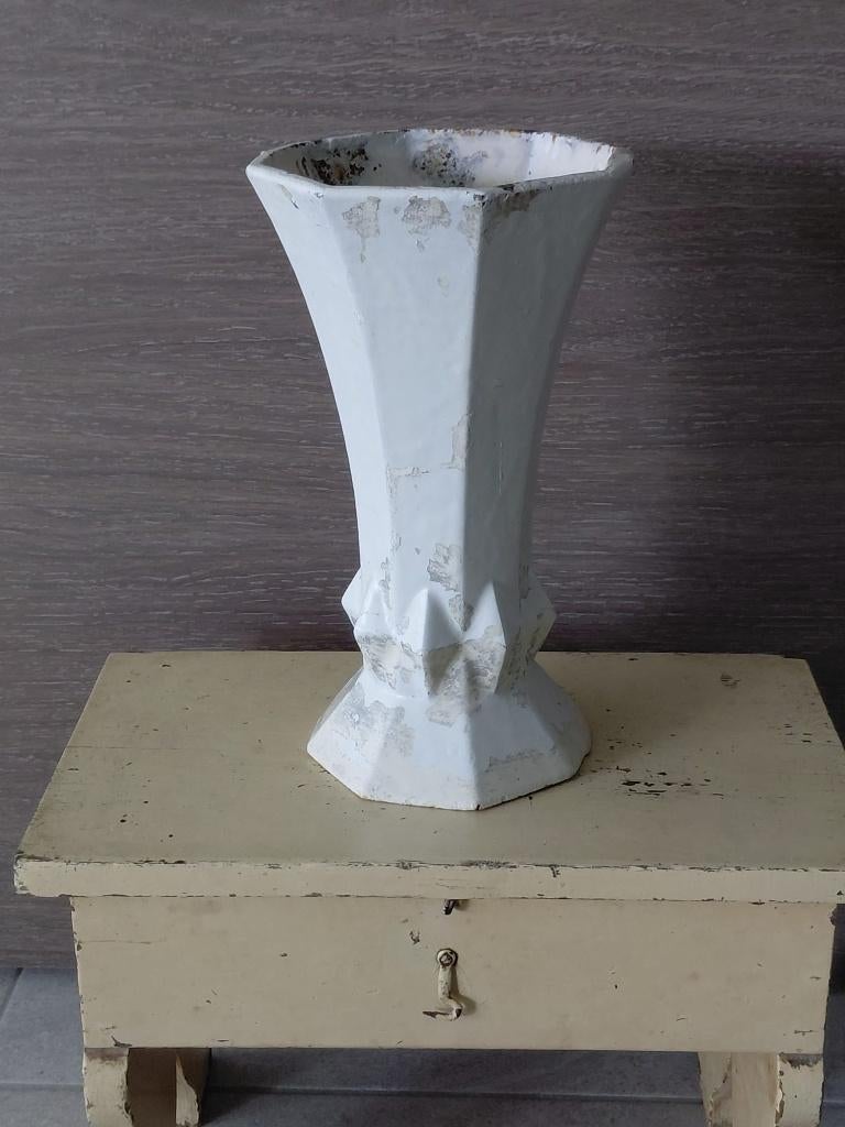 Vase octogonal ancien français en fonte -  Art-déco 1930, Enlèvement ou Envoi