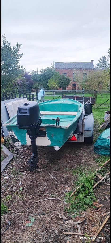Vend ou échange barque avec moteur, Watersport en Boten, Vis- en Consoleboten, Ophalen, Overige materialen, Gebruikt, Tot 10 pk