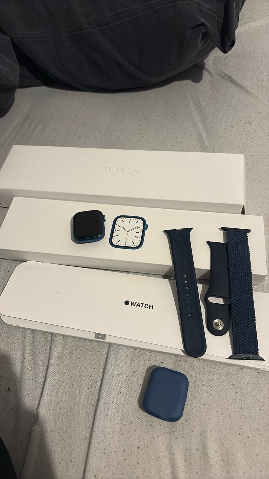 Apple watch series 7, Handtassen en Accessoires, Smartwatches, Ophalen, Gebruikt, Blauw, IOS