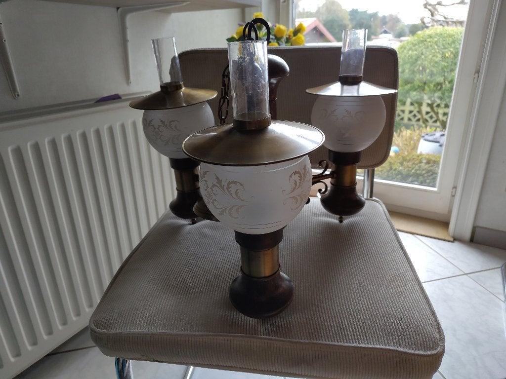 antieke hanglamp, Huis en Inrichting, Ophalen, Gebruikt, Hout, Antiek/landelijk/vintage