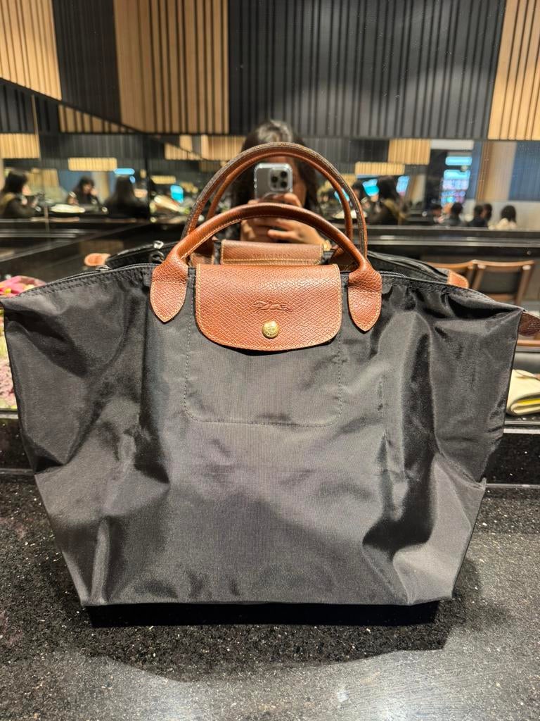 Longchamp Le Pliage M, Ophalen of Verzenden, Gebruikt, Zwart