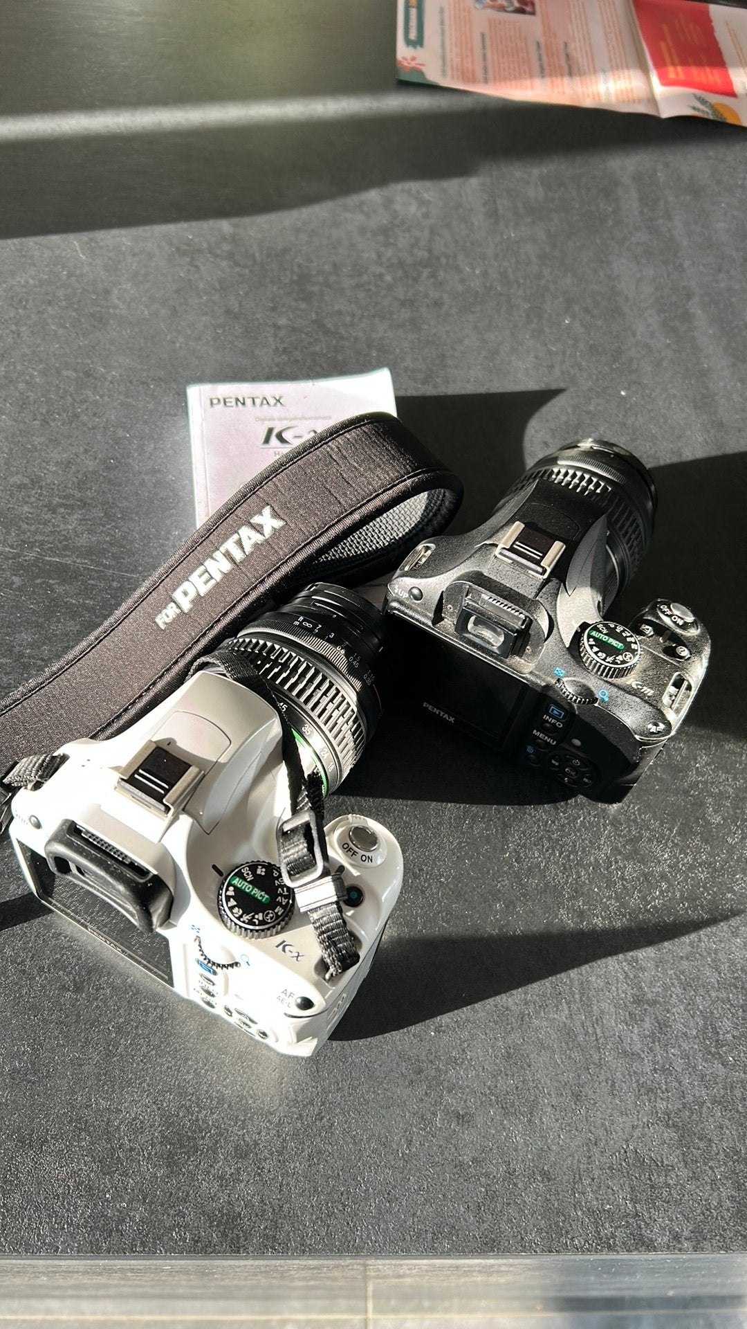 Pentax k-x en k-m reflexcamera, Ophalen, Gebruikt, Handleiding, Pentax