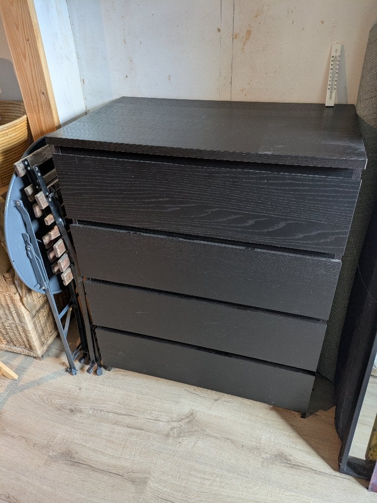 Commode ikea noire 4 tiroirs, Maison & Meubles, 3 ou 4 tiroirs, Enlèvement, Utilisé