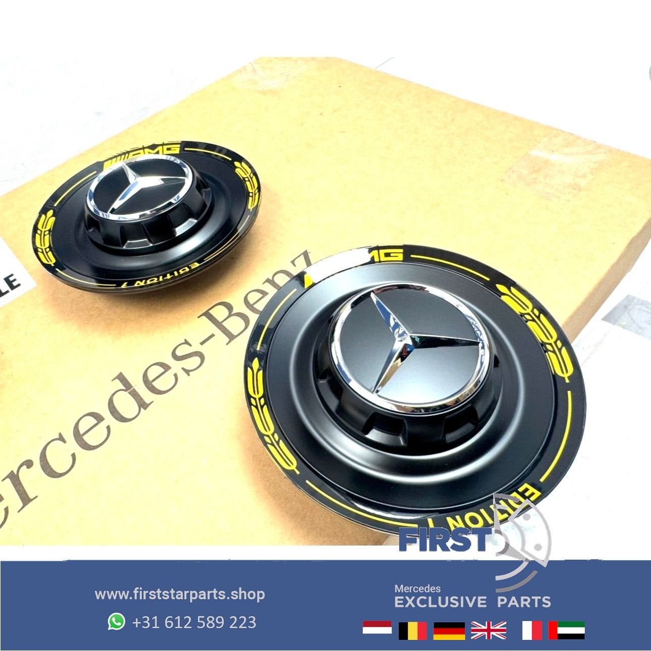 EDITION 1 AMG NAAFKAPPEN SET 4 ZWART GEEL W253 C253 GLC63 GL