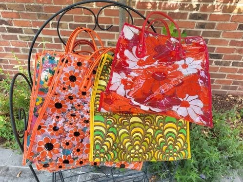 Set van 6 Vintage Jaren '70 Flower Power Shoppers, Ophalen of Verzenden
