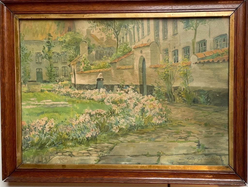 Peinture de Kathy Gilsoul Hoppe (1868-1939), Enlèvement, Sous verre