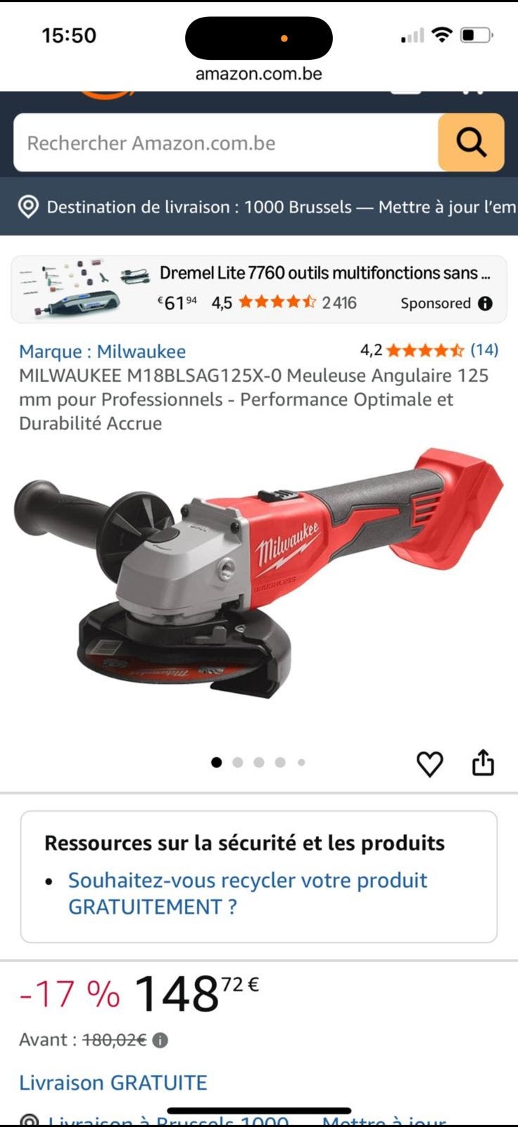 Disqueuse avec 2 batteries et chargeur, Bricolage & Construction, Enlèvement ou Envoi, Comme neuf