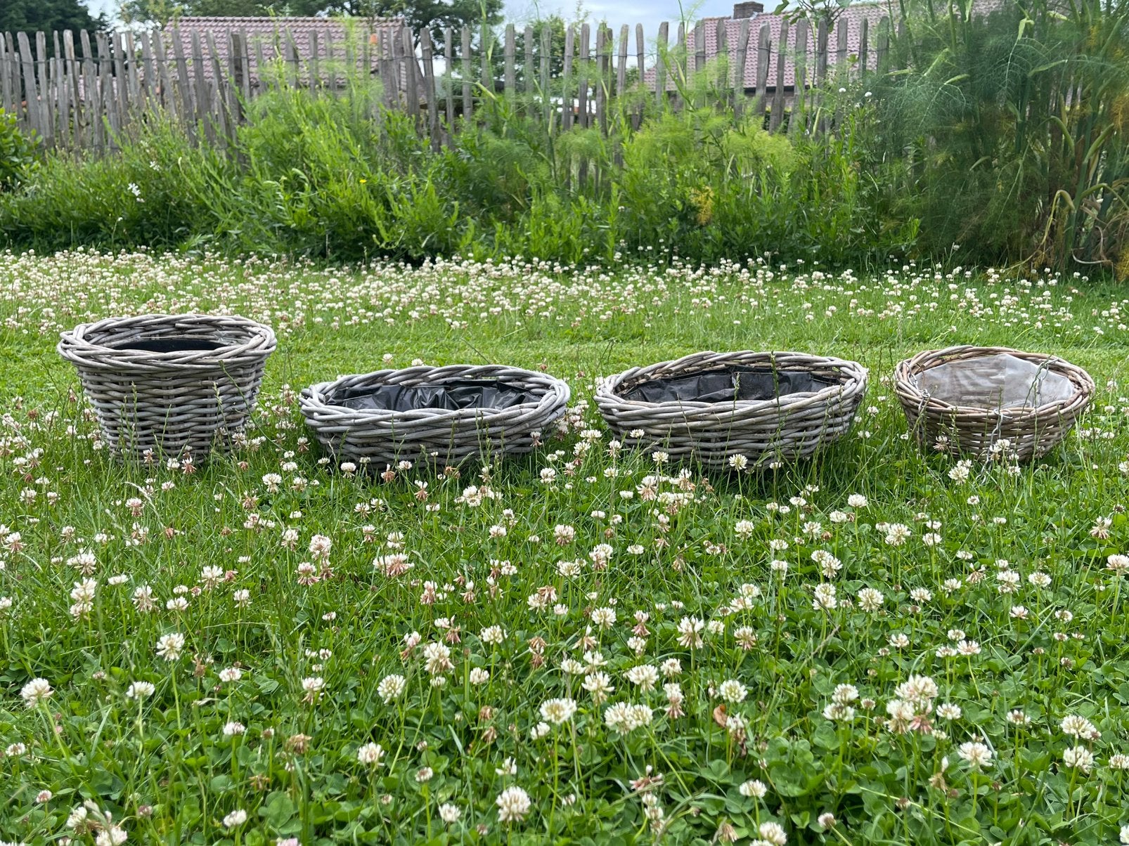 Rieten manden bloempot, Tuin en Terras, Ophalen, Gebruikt