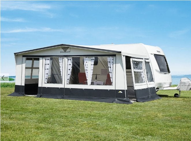 GLOEDNIEUW IN DOOS: DWT Ambassador III 300 Voortent maat 12, Caravanes & Camping, Enlèvement, Neuf, Polyester, Autres marques
