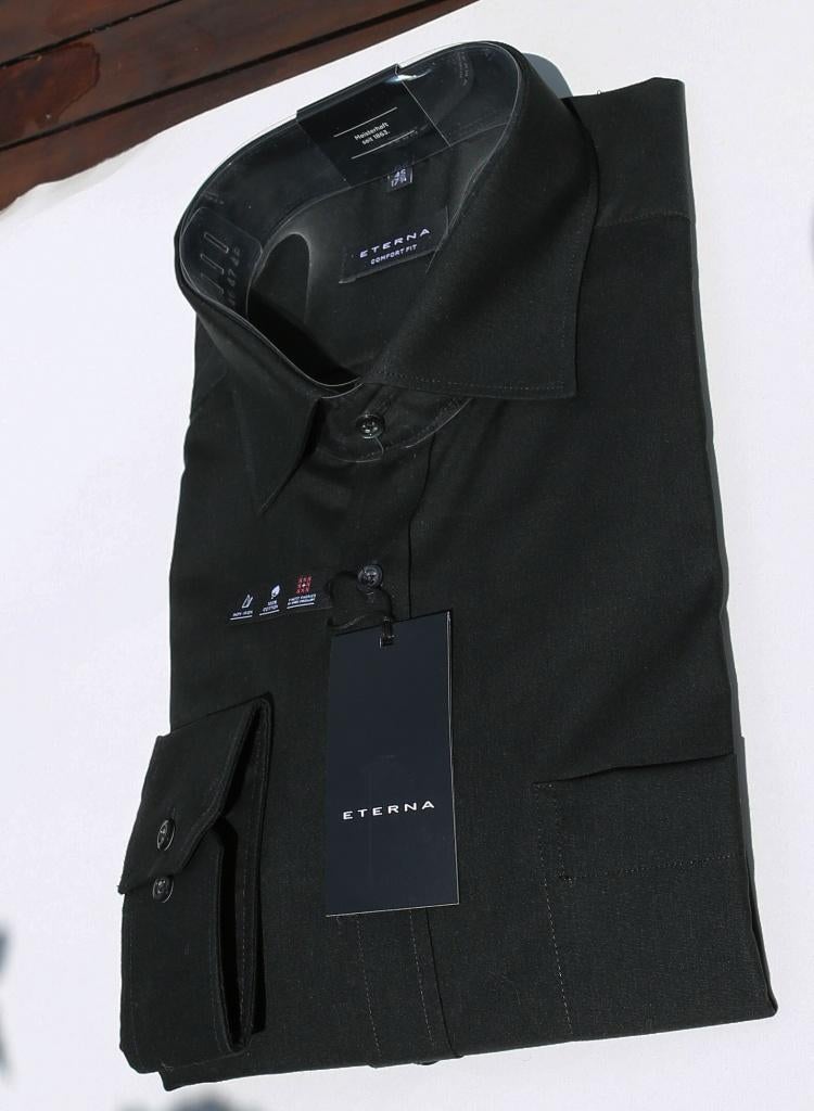 Chemise homme neuve noire - Eterna 45, Neuf, Tour de cou 43/44 (XL), Noir, Eterna
