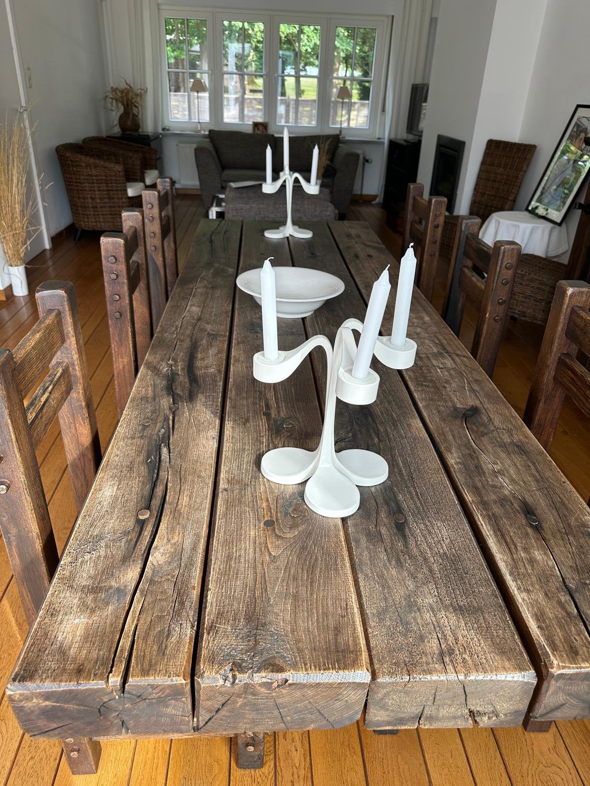 Table à manger+6 chaises, 2 buffets, chêne massif, Maison & Meubles, Tables | Tables à manger, Cinq personnes ou plus, 150 à 200 cm