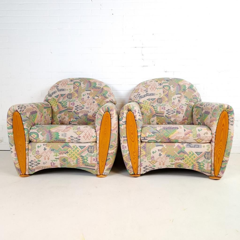 2x vintage fauteuil Memphis Milano stijl jaren 80, Enlèvement