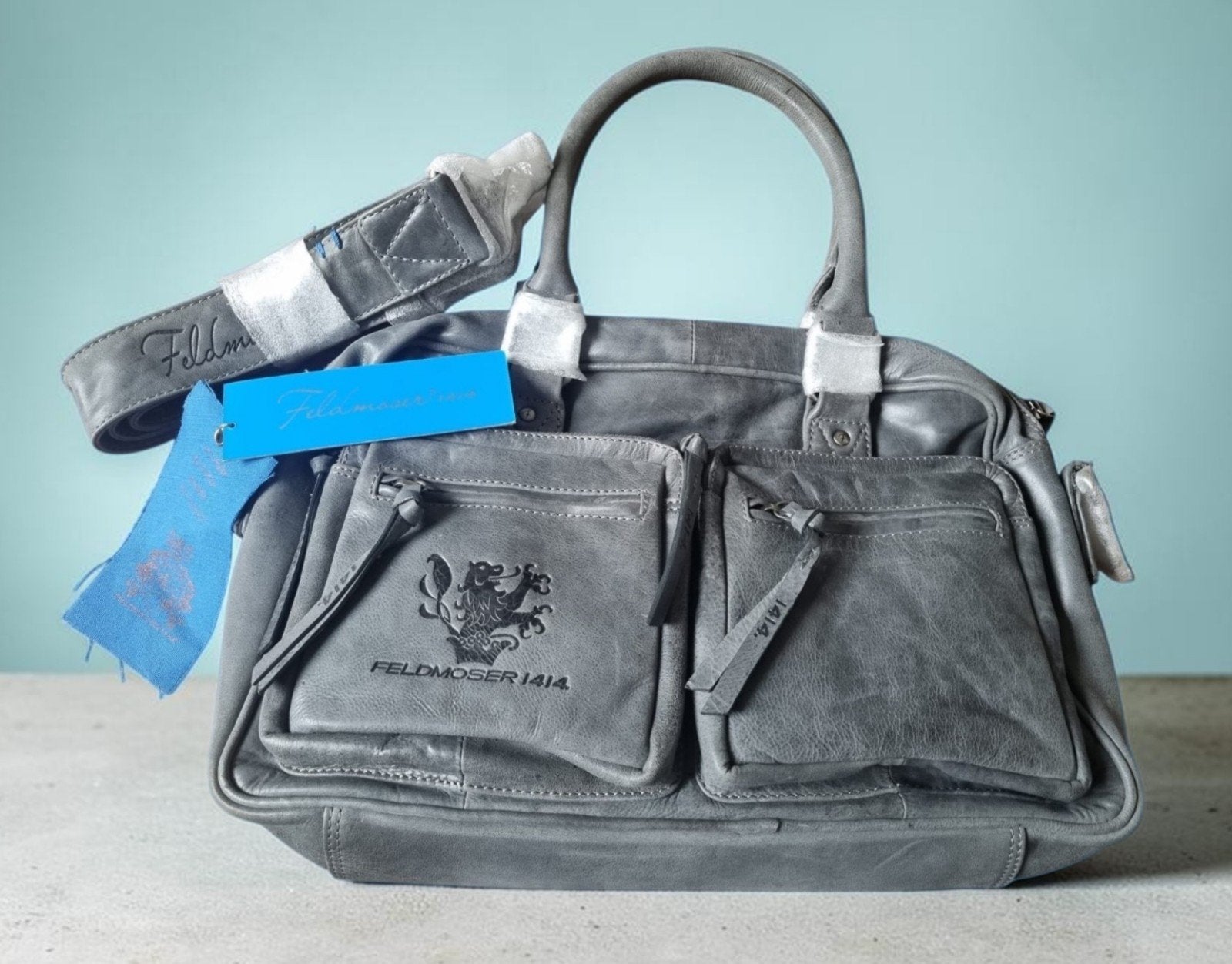 Feldmoser 1414 "Sydney" Nieuwe grijs Leren Schoudertas, Handtassen en Accessoires, Tassen | Schoudertassen, Overige merken, Nieuw
