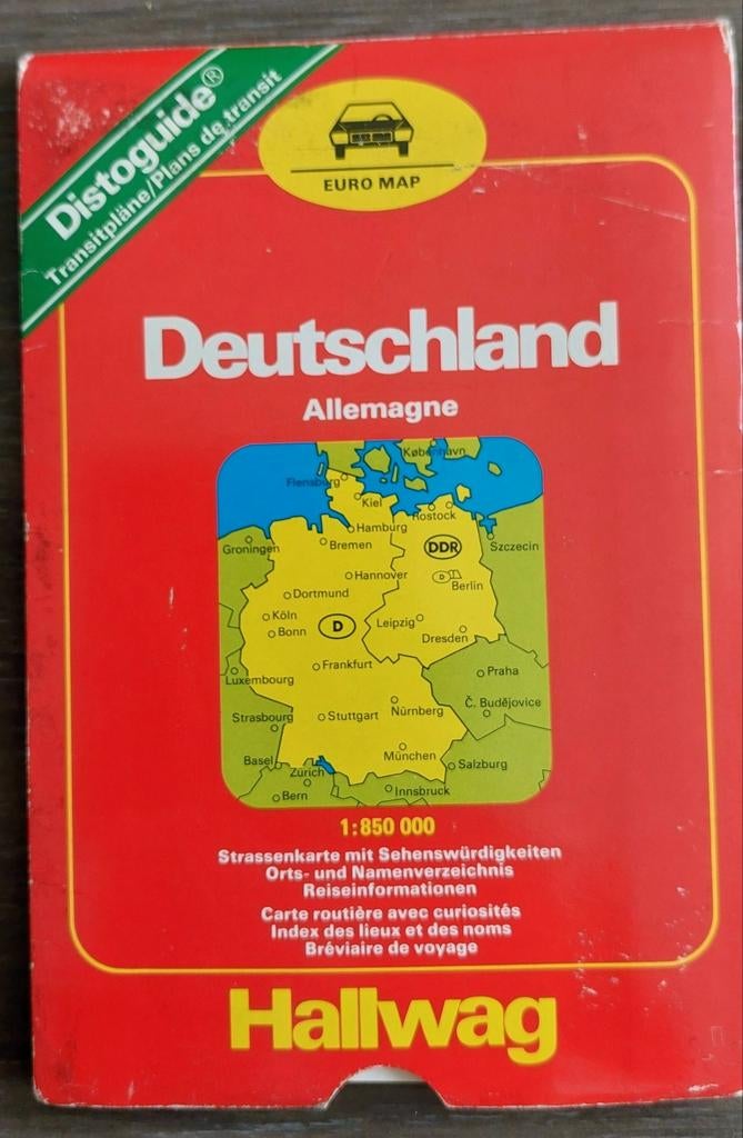 Hallwag vintage wegenkaart Duitsland 1987, Boeken, Atlassen en Landkaarten, Ophalen of Verzenden, Duitsland