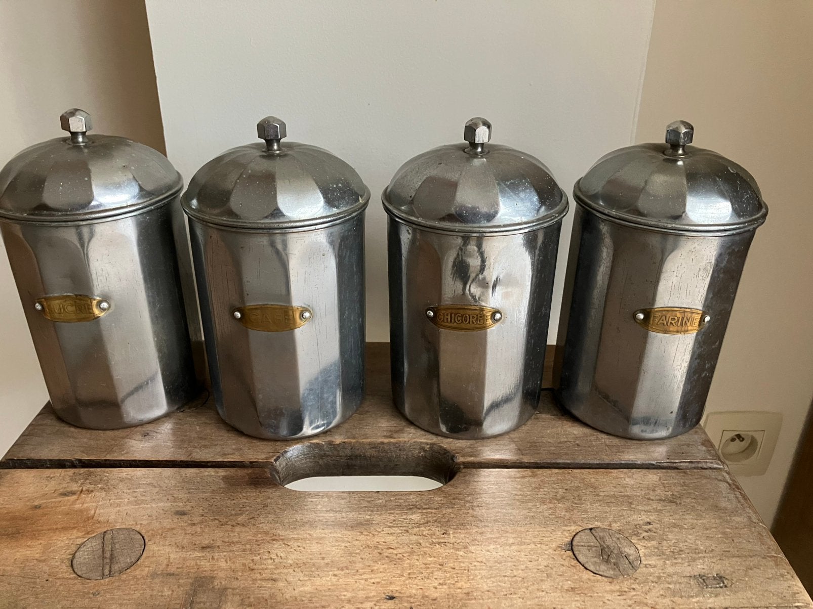 4 Vintage voorraadbussen Art Deco mid century, Ophalen of Verzenden