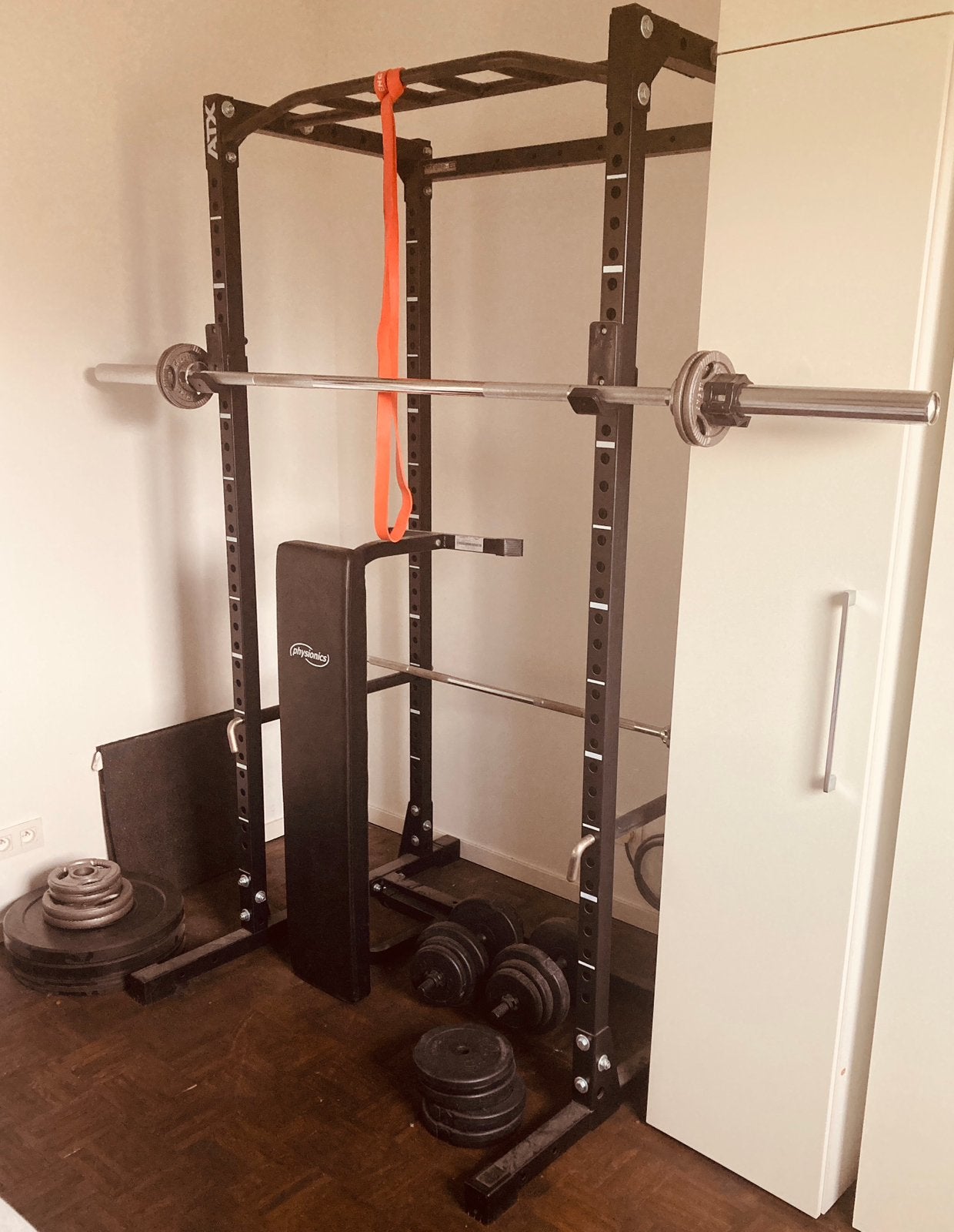 ATX power rack en olympische barbell, Enlèvement, Utilisé