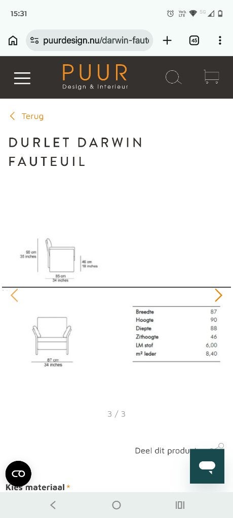 Fauteuil met poef durlet zwart leder, Ophalen, Gebruikt, Leer