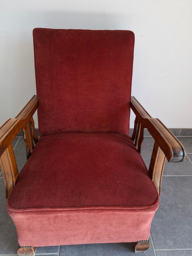 Petit fauteuil vintage, Ophalen, Gebruikt, Stof, Vintage