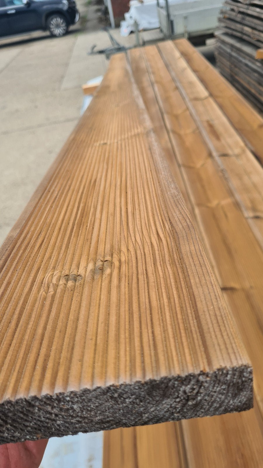 Lot thermowood terrasplanken anti-slip, Tuin en Terras, Ophalen