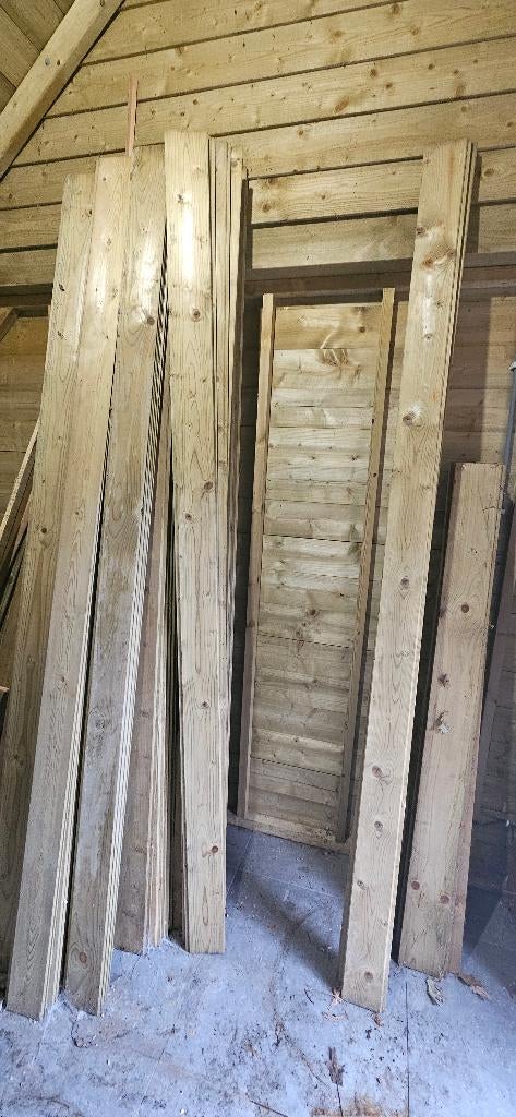 Grote partij geïmpregneerde tand-en-groef planken 19 m², Planche, 200 à 250 cm, Comme neuf, Autres essences de bois