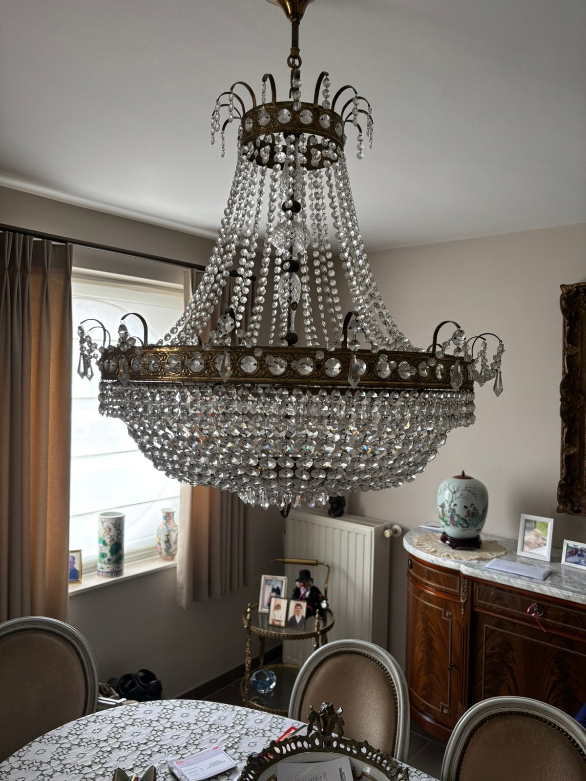 Kristallen kroonluchter, Huis en Inrichting, Ophalen, Gebruikt