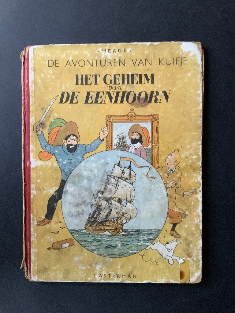 Kuifje Het geheim van de eenhoorn 1e druk 1947, Boeken, Gelezen, Eén stripboek, Ophalen of Verzenden, Hergé