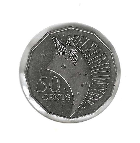 Australië, 50 Cents 2000, Millennium., Postzegels en Munten, Ophalen of Verzenden, Losse munt
